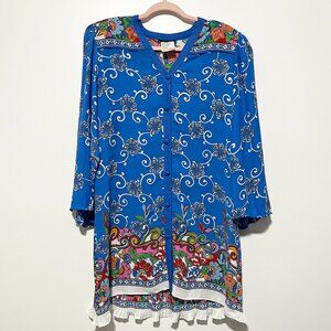 Diane Freis Womens Vintage Chiffon Tunic OS Sheer Resort Island Cruise Button Up